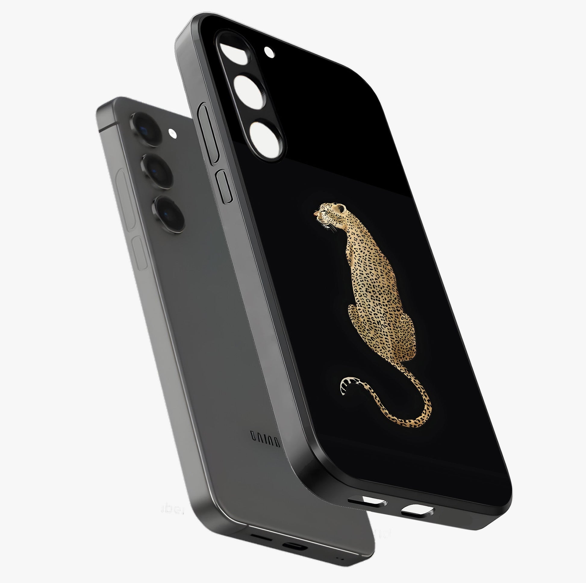 Regal Leopard Glass Case displayed in angled mockup highlighting powerful animal illustration with stylish wild aesthetic.