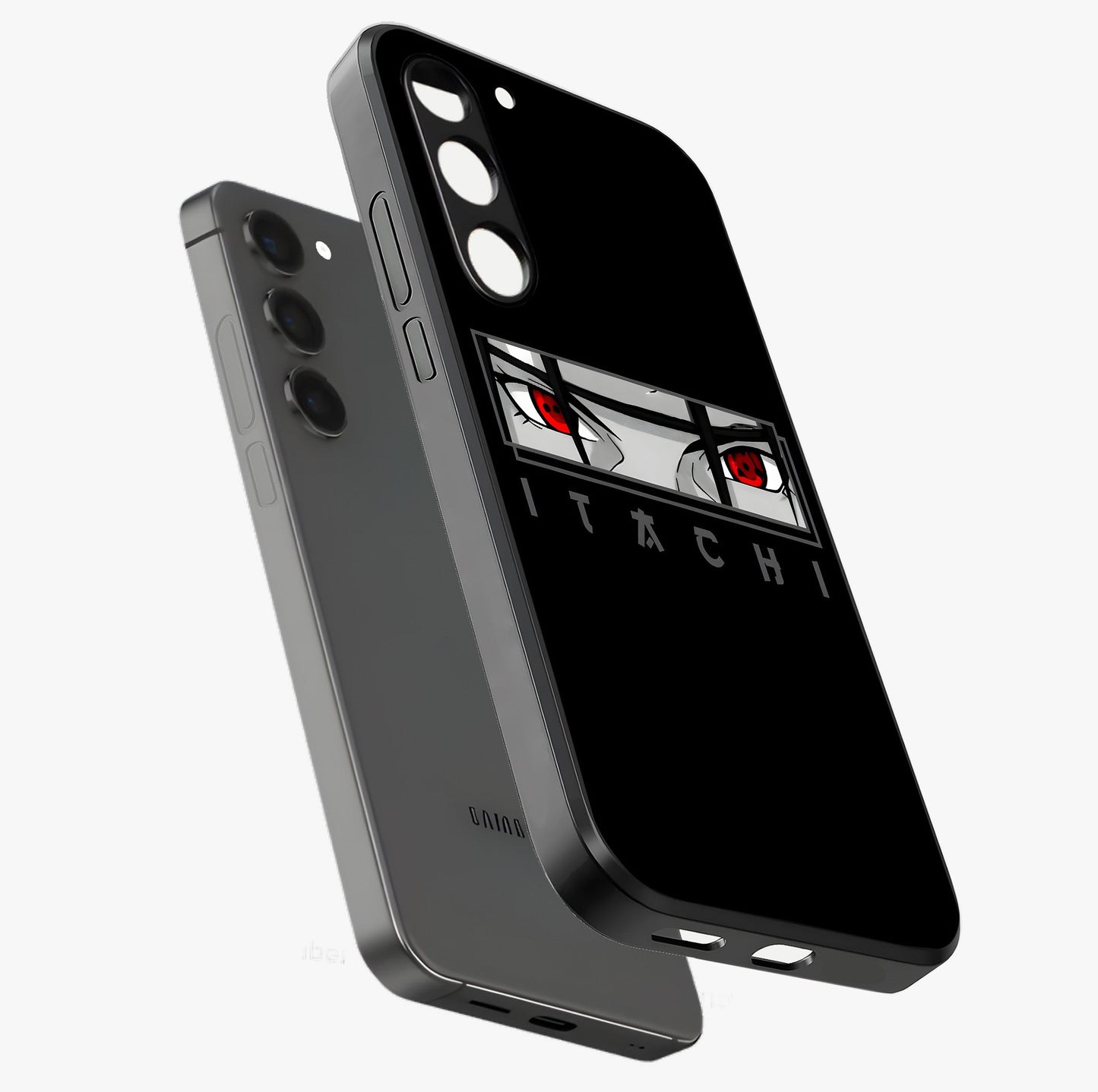 Scarlet Gaze Dominance Glass Case displayed in angled mockup highlighting intense visual design with bold scarlet aesthetic.