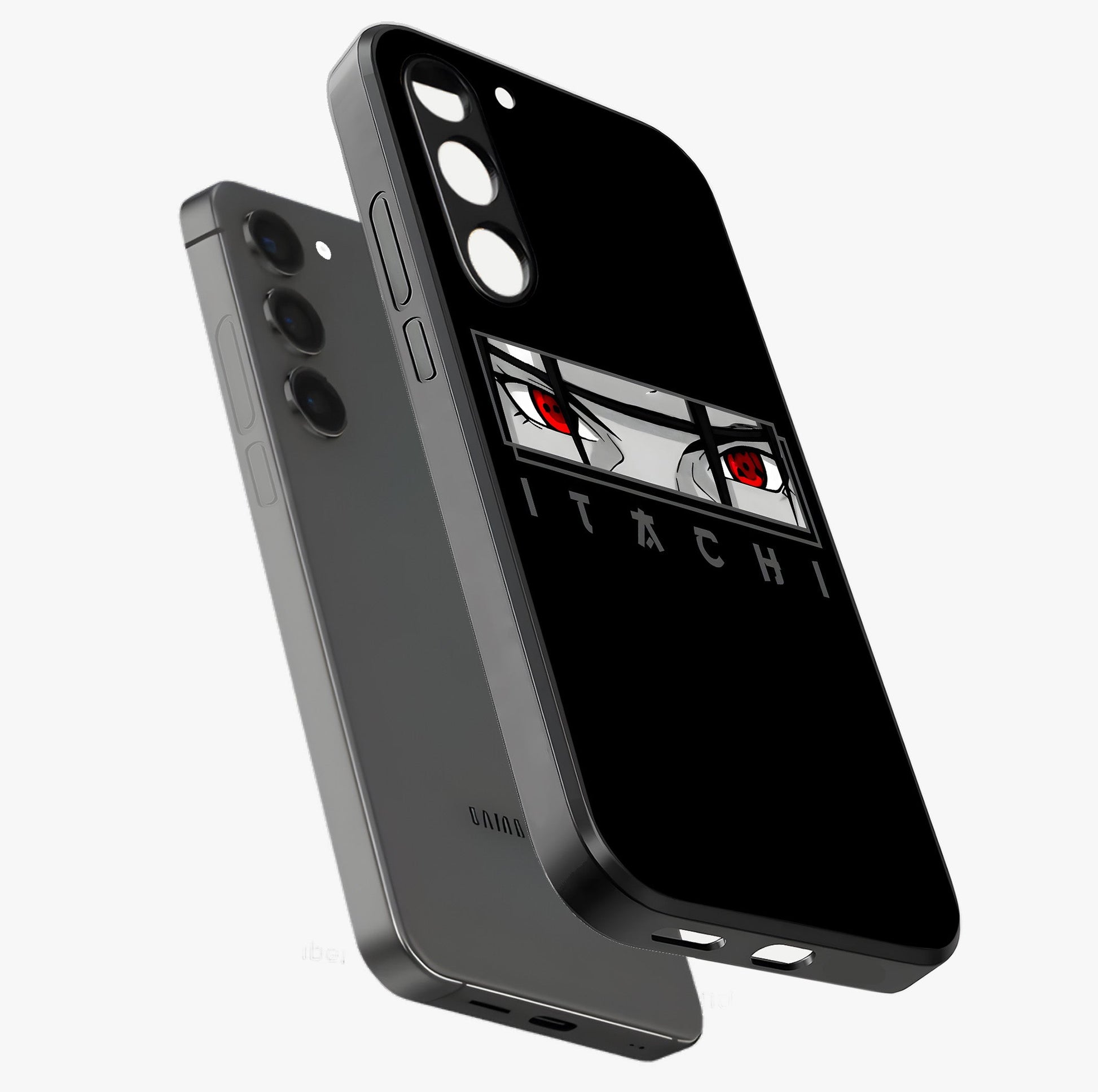 Scarlet Gaze Dominance Glass Case displayed in angled mockup highlighting intense visual design with bold scarlet aesthetic.