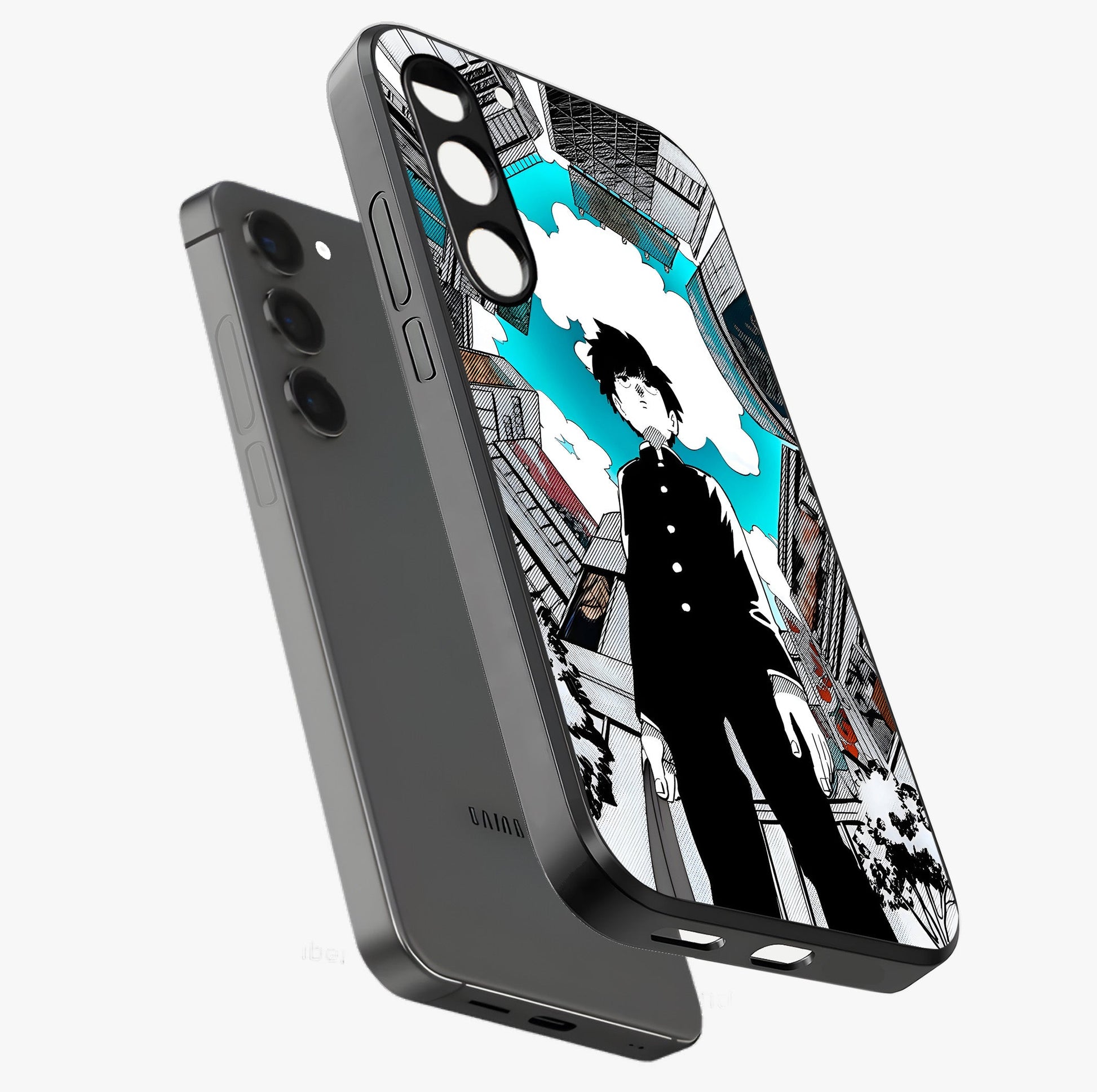 Silent Psychic Awakening Glass Case displayed in angled mockup highlighting spiritual awakening design with cosmic aesthetic.