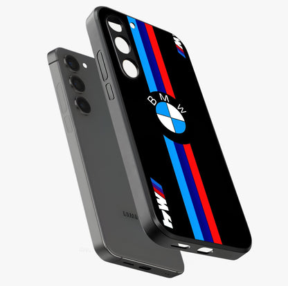 Turbo BMW Beast Glass Case displayed in angled mockup highlighting sleek racing car design with bold automotive aesthetic.