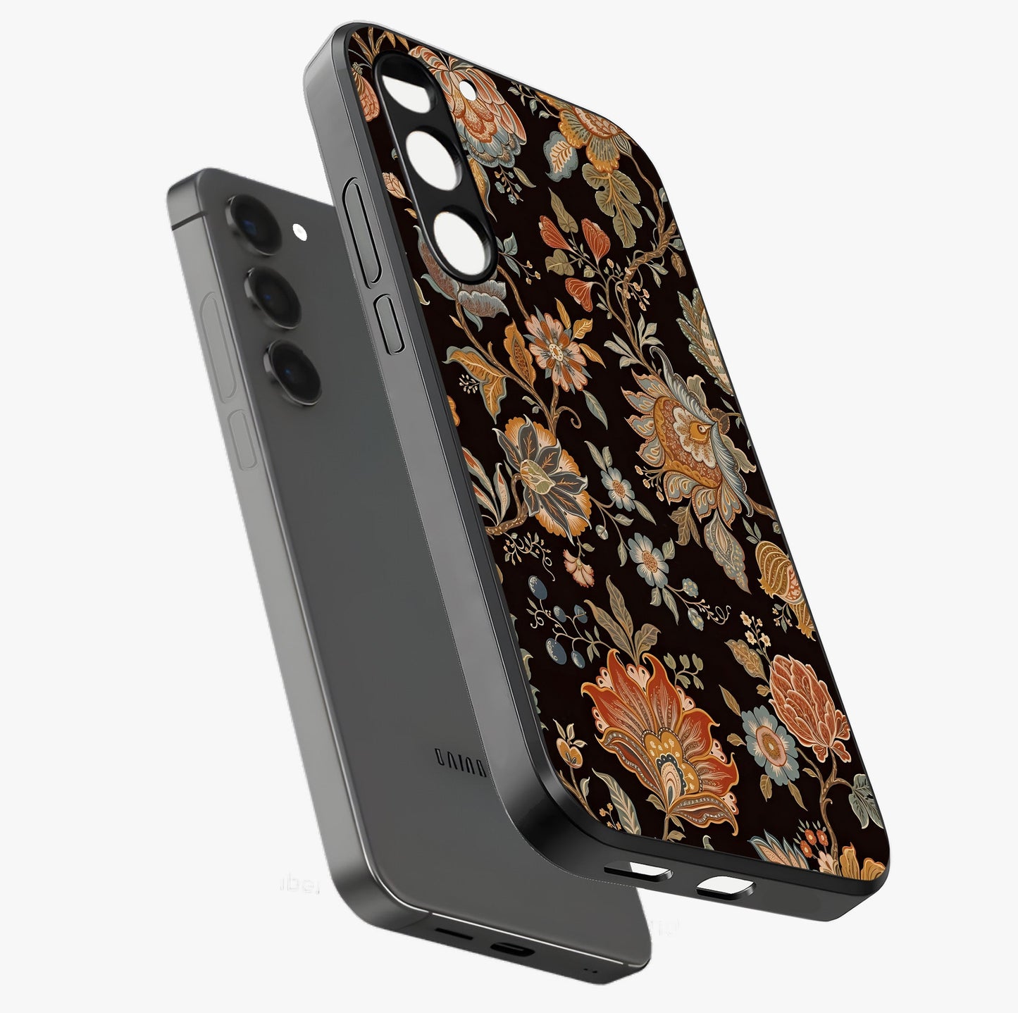 Vintage Floral Dream Glass Case displayed in angled mockup highlighting elegant vintage flower design with soft aesthetic style.
