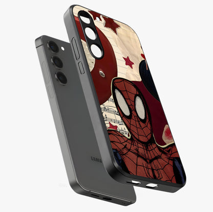Web Warrior Vibes Glass Case displayed in angled mockup highlighting dynamic web design with comic style aesthetic.