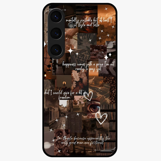 Bittersweet Aesthetic Chaos Glass Case showing flat back view with artistic chaotic aesthetic design and glossy glass finish.