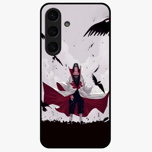 Crimson Crow Ascension Glass Case showing flat back view with mystical crow artwork and glossy glass finish.