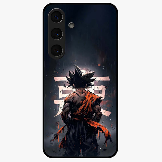 Dark Warrior In Rain Glass Case showing flat back view with warrior artwork in rainy atmosphere and glossy glass finish.
