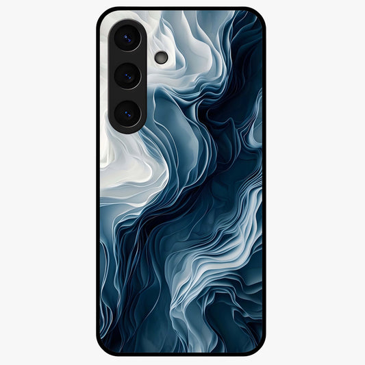 Ethereal Paper Marble Glass Case showing flat back view with soft marble paper texture artwork and glossy glass finish.