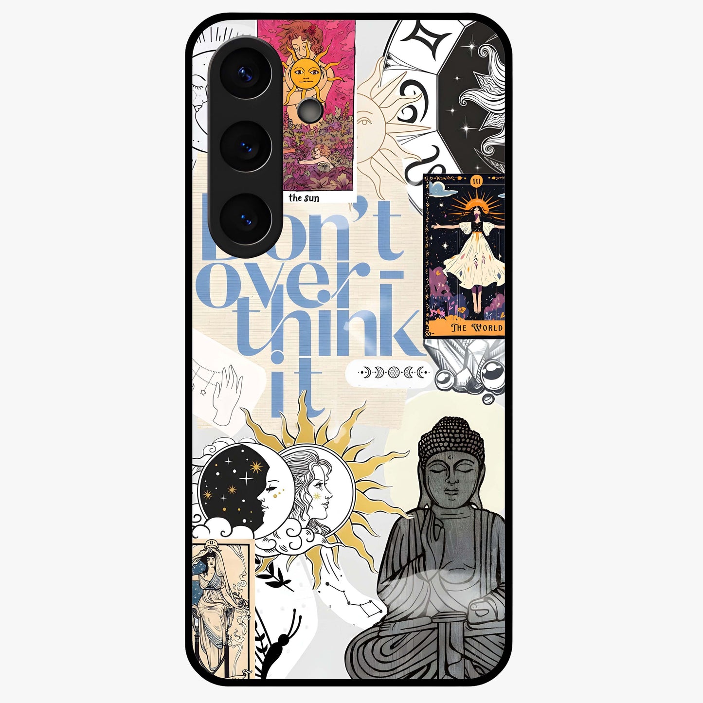 Ethereal Thoughts Glass Case showing flat back view with dreamy artistic artwork and glossy glass finish.