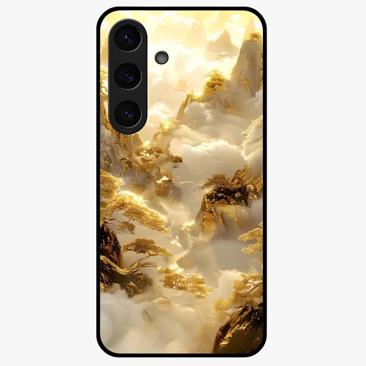 Gates Of Illumination Glass Case showing flat back view with mystical illuminated gate artwork and glossy glass finish.