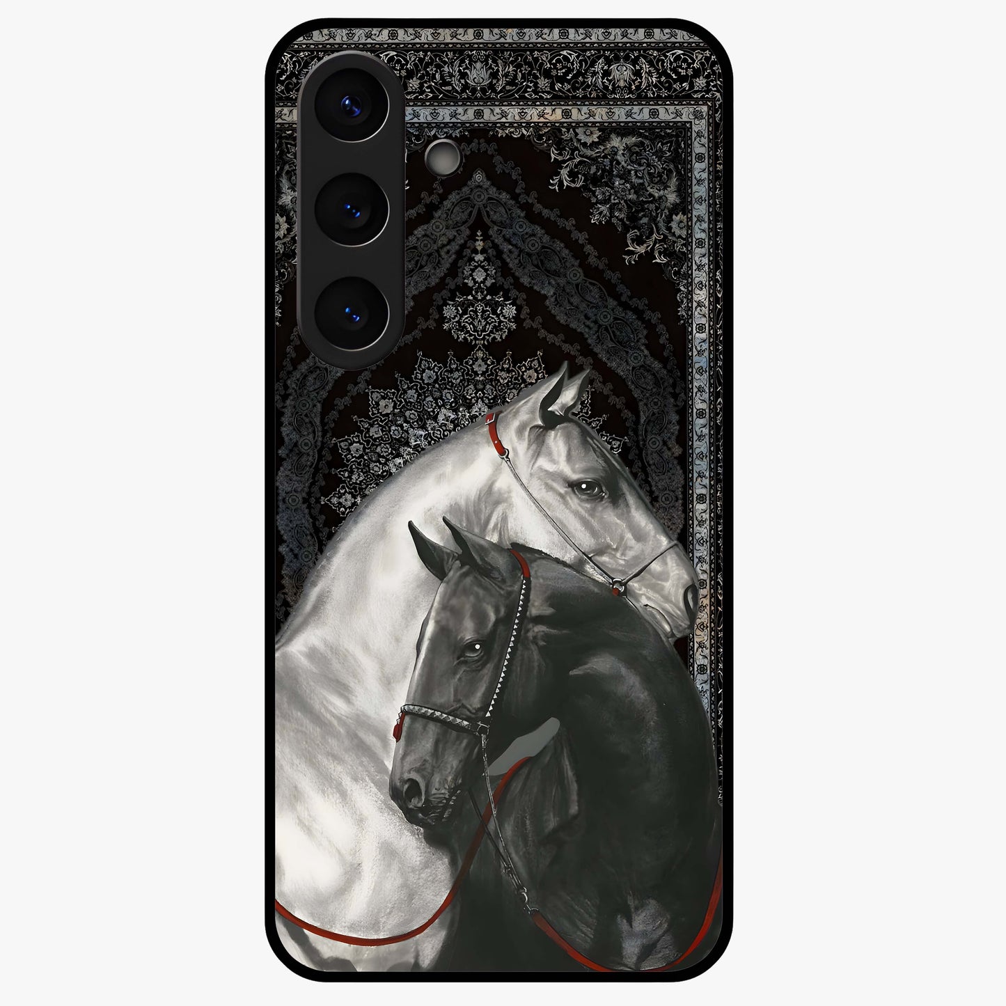 Majestic Ride Legacy Glass Case showing flat back view with powerful automotive inspired artwork and glossy glass finish.