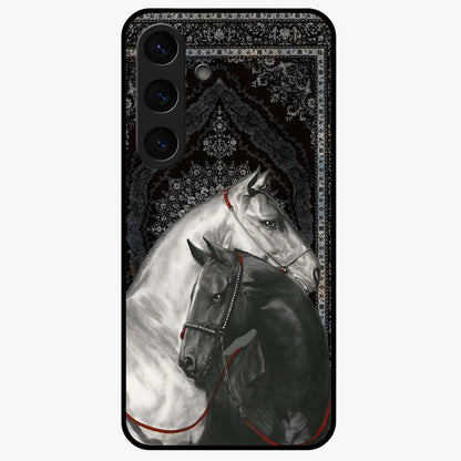 Majestic Ride Legacy Glass Case showing flat back view with powerful automotive inspired artwork and glossy glass finish.