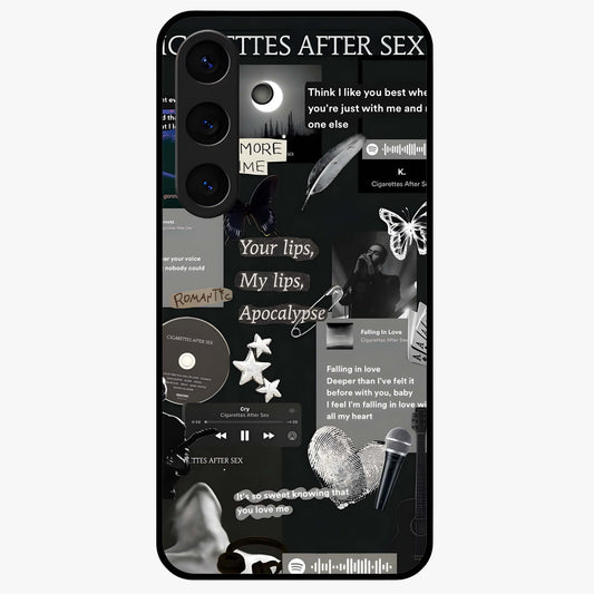 Midnight Love Echo Glass Case showing flat back view with romantic midnight themed artwork and glossy glass finish.