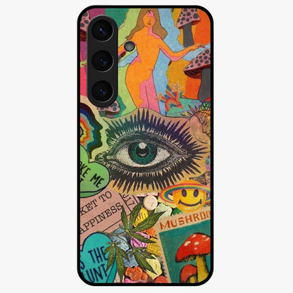 Mystic Eye Wonderland Glass Case showing flat back view with mystical eye themed artwork and glossy glass finish.