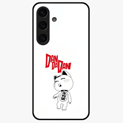 Playful Spirit Charm Glass Case showing flat back view with cheerful charm themed artwork and glossy glass finish.