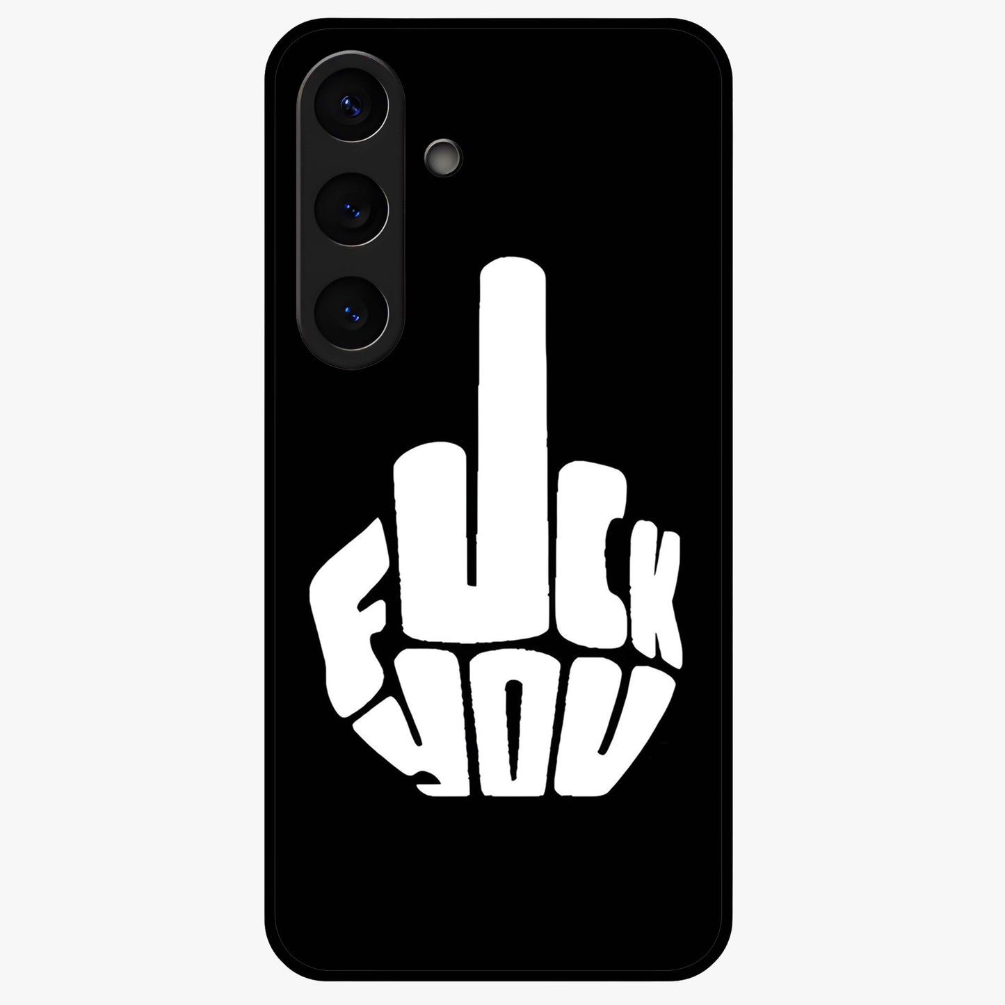 Rebel Mode On Glass Case showing flat back view with bold rebellious typography artwork and glossy glass finish.