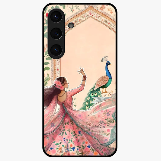 Royal Grace Muse Glass Case showing flat back view with elegant artistic artwork and glossy glass finish.