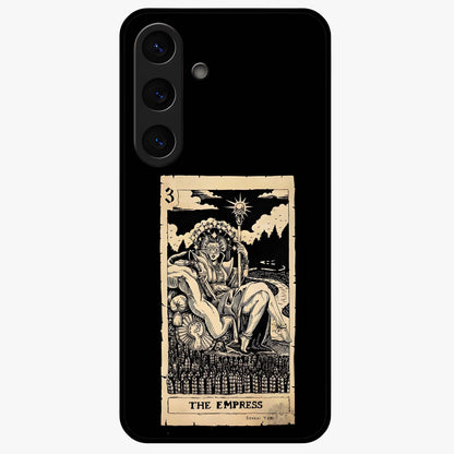The Empress Glass Case showing flat back view with regal feminine artwork and glossy glass finish.