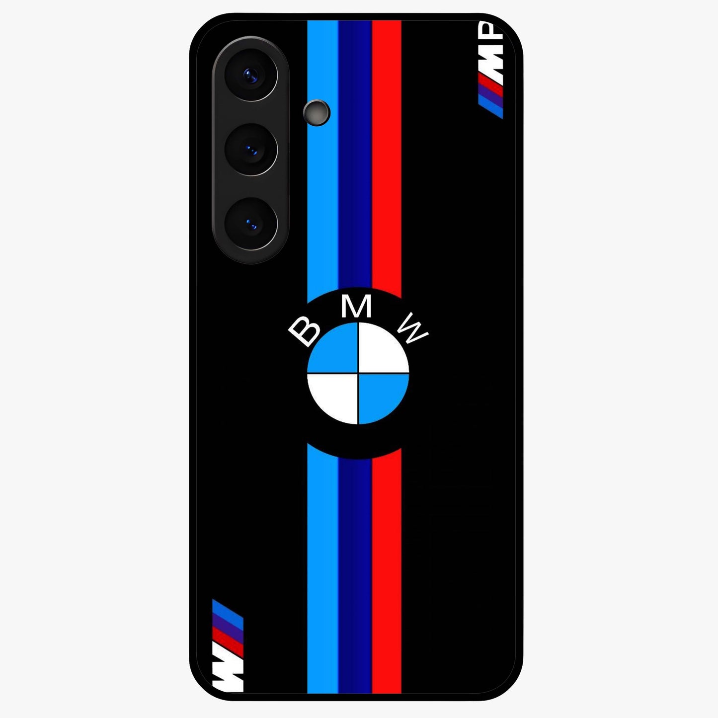 Turbo BMW Beast Glass Case showing flat back view with high performance sports car artwork and glossy glass finish.