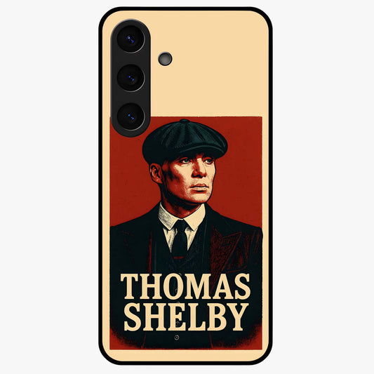 Vintage Mafia Authority Glass Case showing flat back view with bold vintage mafia inspired artwork and glossy glass finish.
