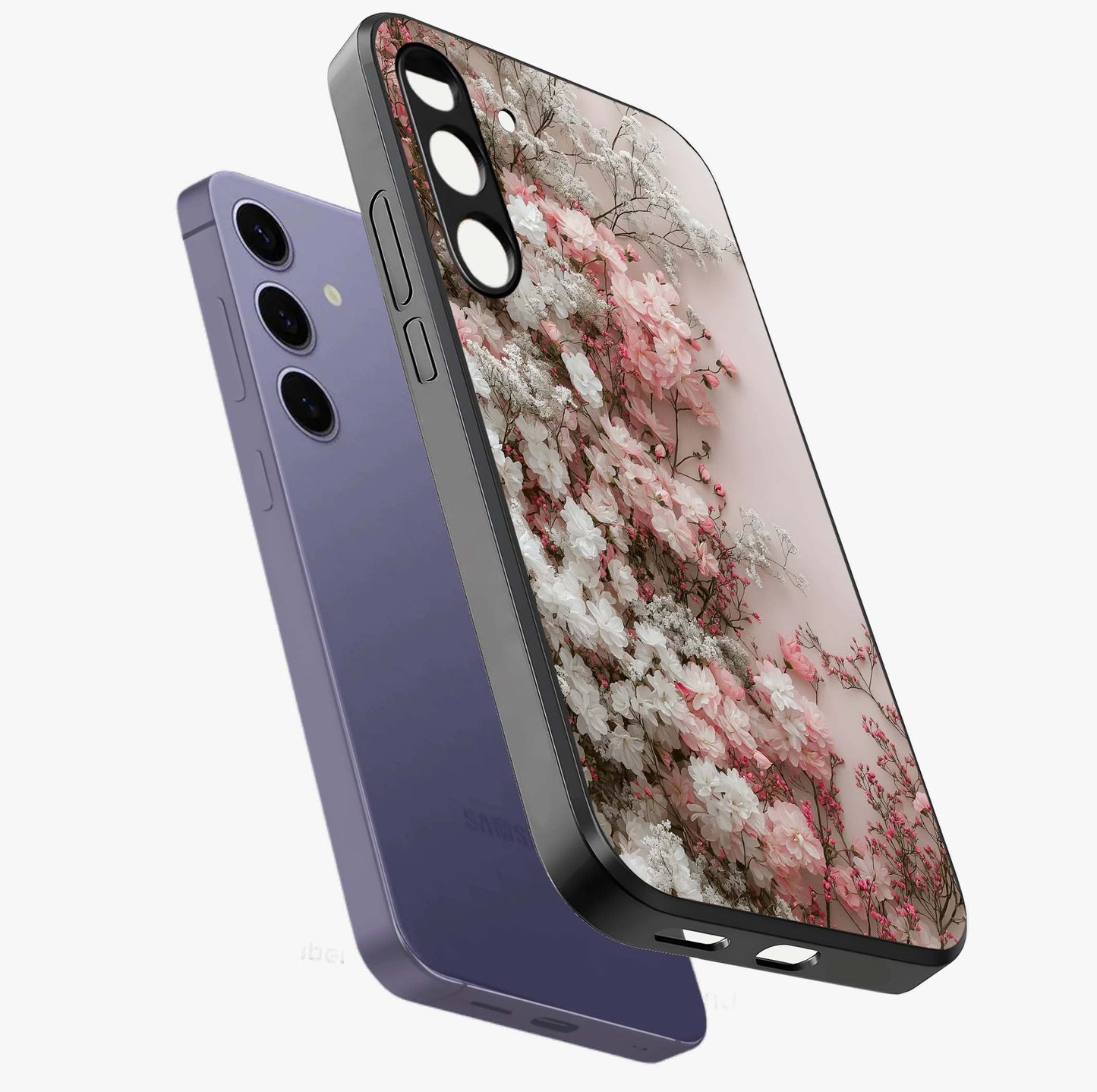 Blush Blossom Cloud Glass Case displayed in angled mockup highlighting soft cloud and blossom design with pastel aesthetic.