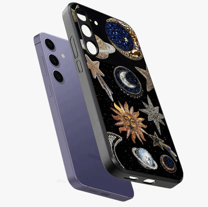 Celestial Gem Constellations Glass Case displayed in angled mockup highlighting gemstone inspired constellation design.