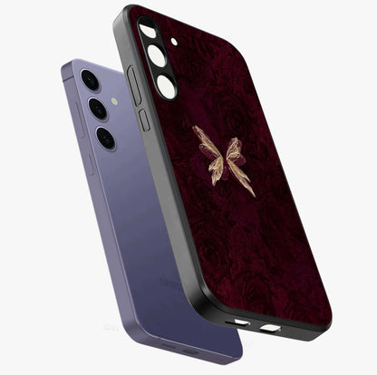 Crimson Fade Flow Glass Case displayed in angled mockup highlighting smooth gradient design with modern aesthetic style.