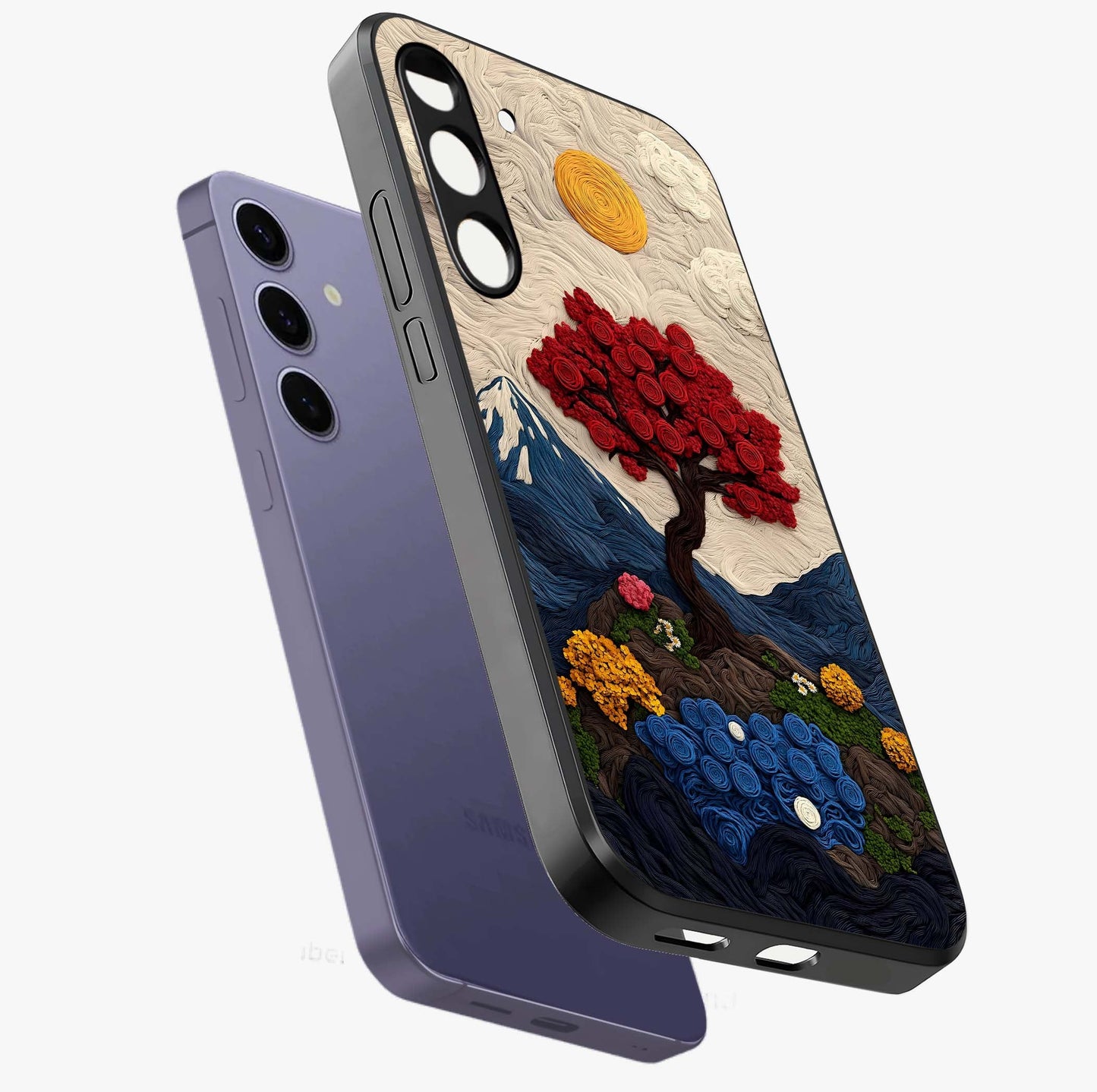 Eternal Nature Tapestry Glass Case displayed in angled mockup highlighting detailed botanical pattern with artistic aesthetic.