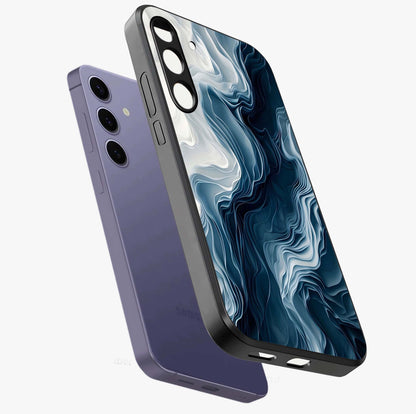 Ethereal Paper Marble Glass Case displayed in angled mockup highlighting elegant marble pattern with modern aesthetic style.