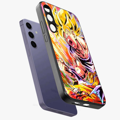 Firing Goku Glass Case displayed in angled mockup highlighting dynamic anime character design with action aesthetic.