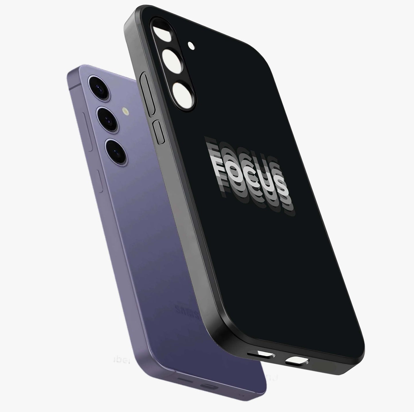 Focused Blade Discipline Glass Case displayed in angled mockup highlighting clean minimal text artwork with modern aesthetic style.