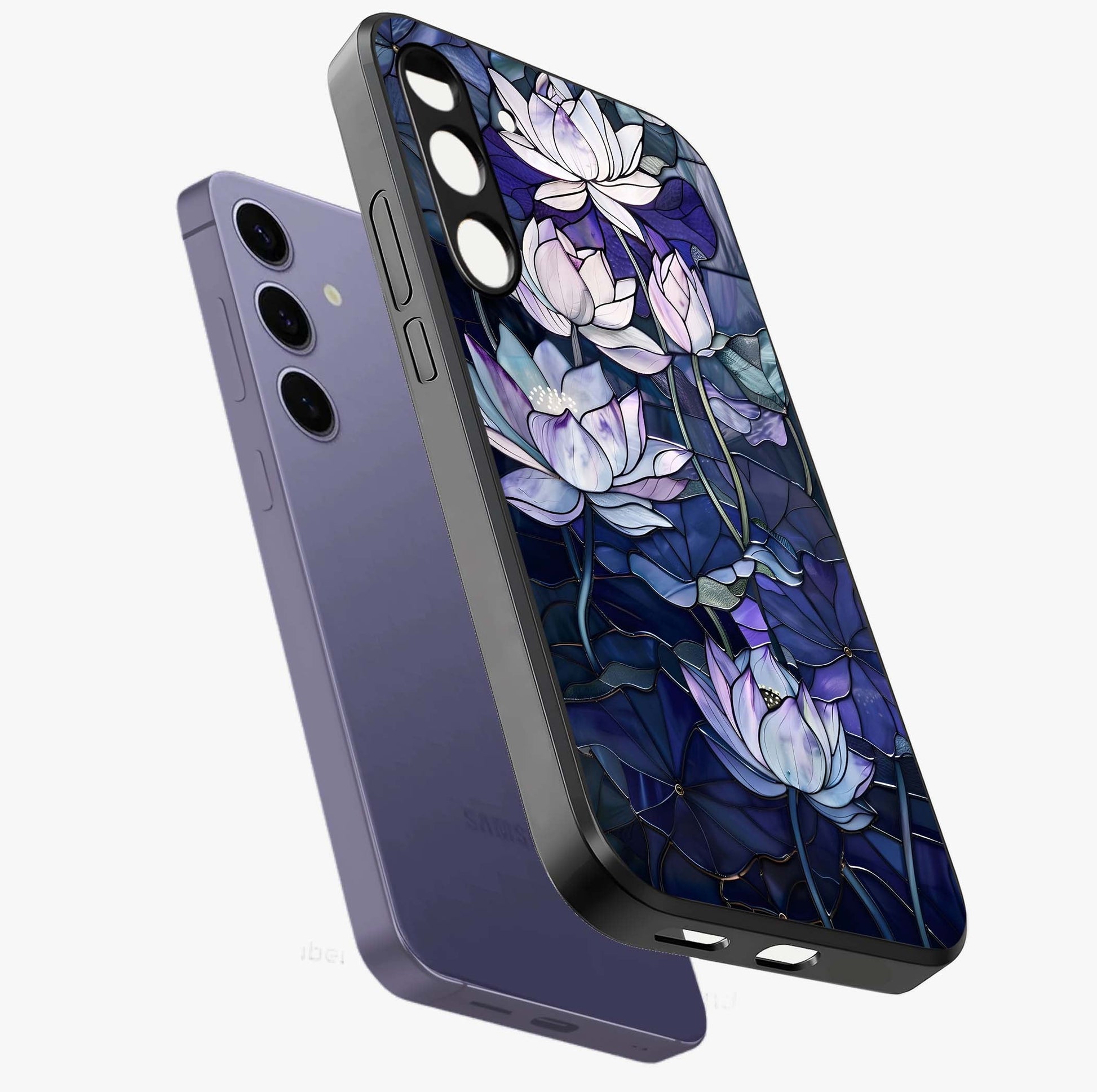 Gloss Petal Rush Glass Case displayed in angled mockup highlighting vibrant petal design with elegant floral aesthetic.