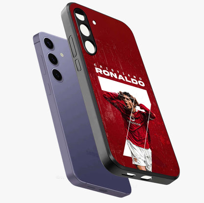 Goal Celebration Legacy Glass Case displayed in angled mockup highlighting energetic sports celebration design with bold athletic theme.