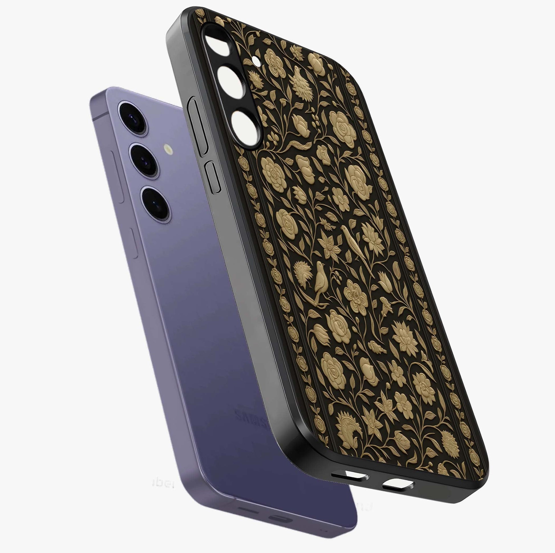 Golden Evil Eye Mandala Glass Case displayed in angled mockup highlighting protective evil eye symbol with golden mandala design.