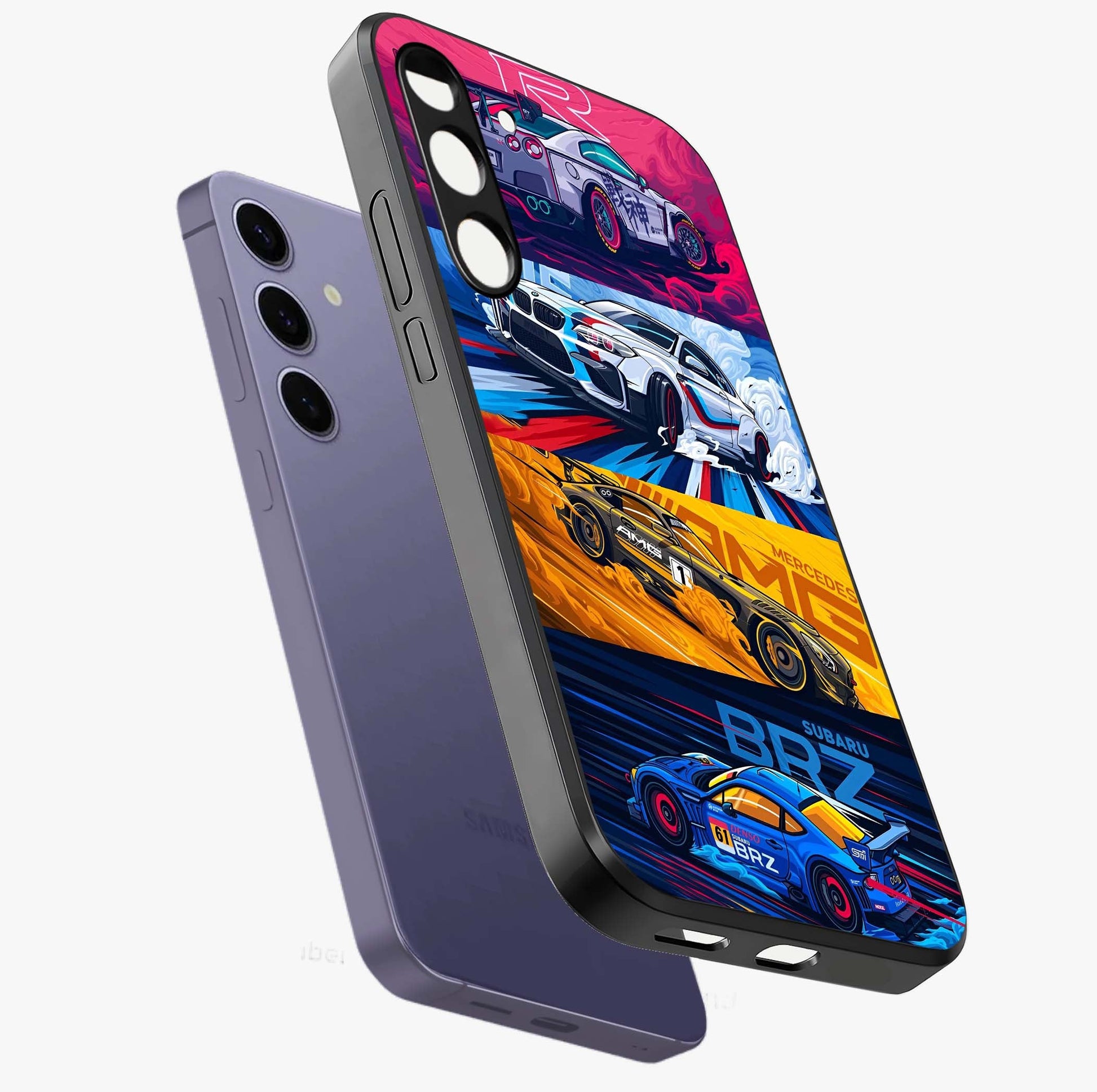 JDM Sports Car Glass Case displayed in angled mockup highlighting sleek Japanese racing car design with automotive aesthetic.