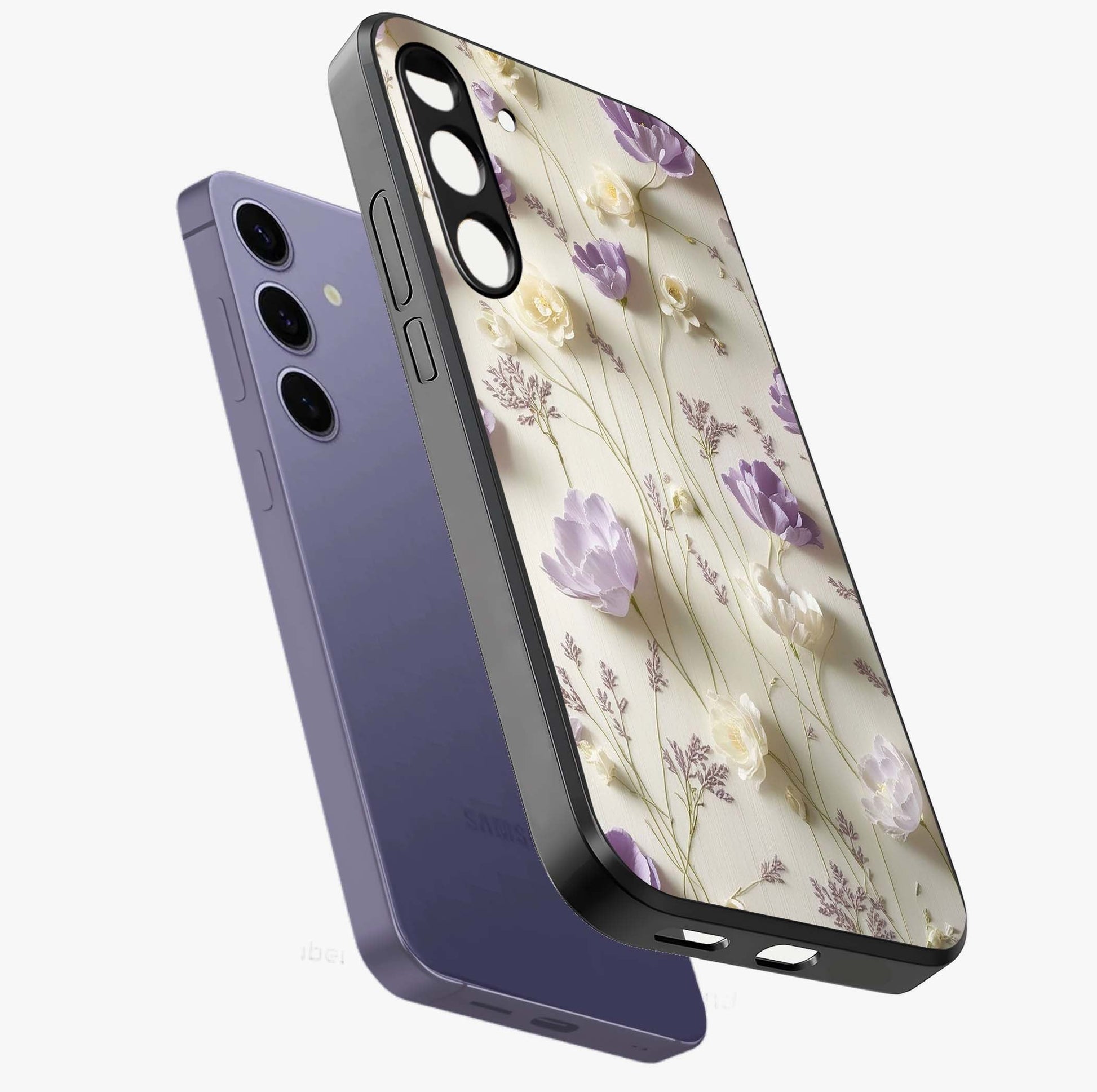 Lilac Breeze Harmony Glass Case displayed in angled mockup highlighting calm lilac breeze design with soothing aesthetic style.