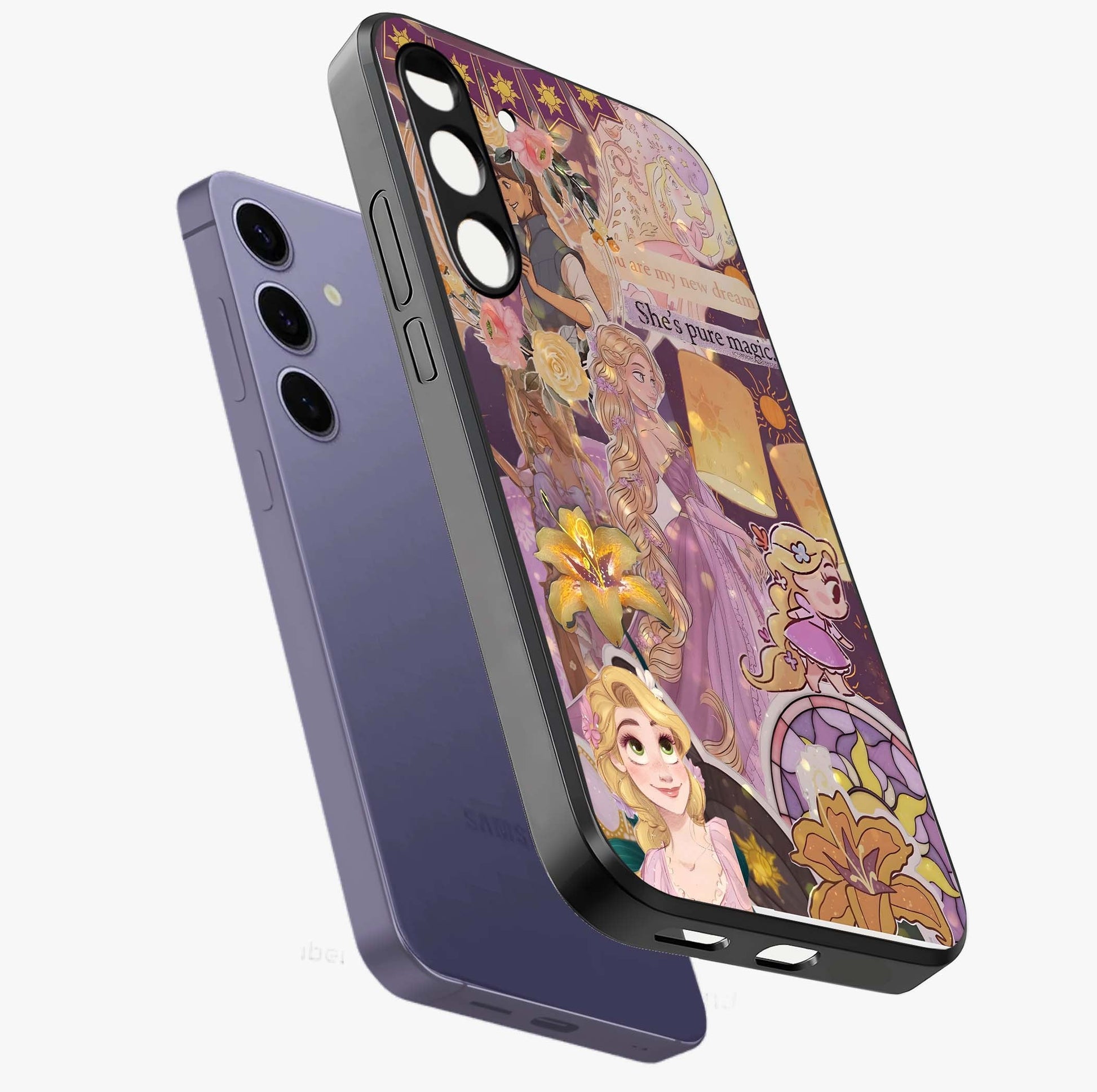 Magical Tangled Dream Glass Case displayed in angled mockup highlighting whimsical fantasy design with magical aesthetic.