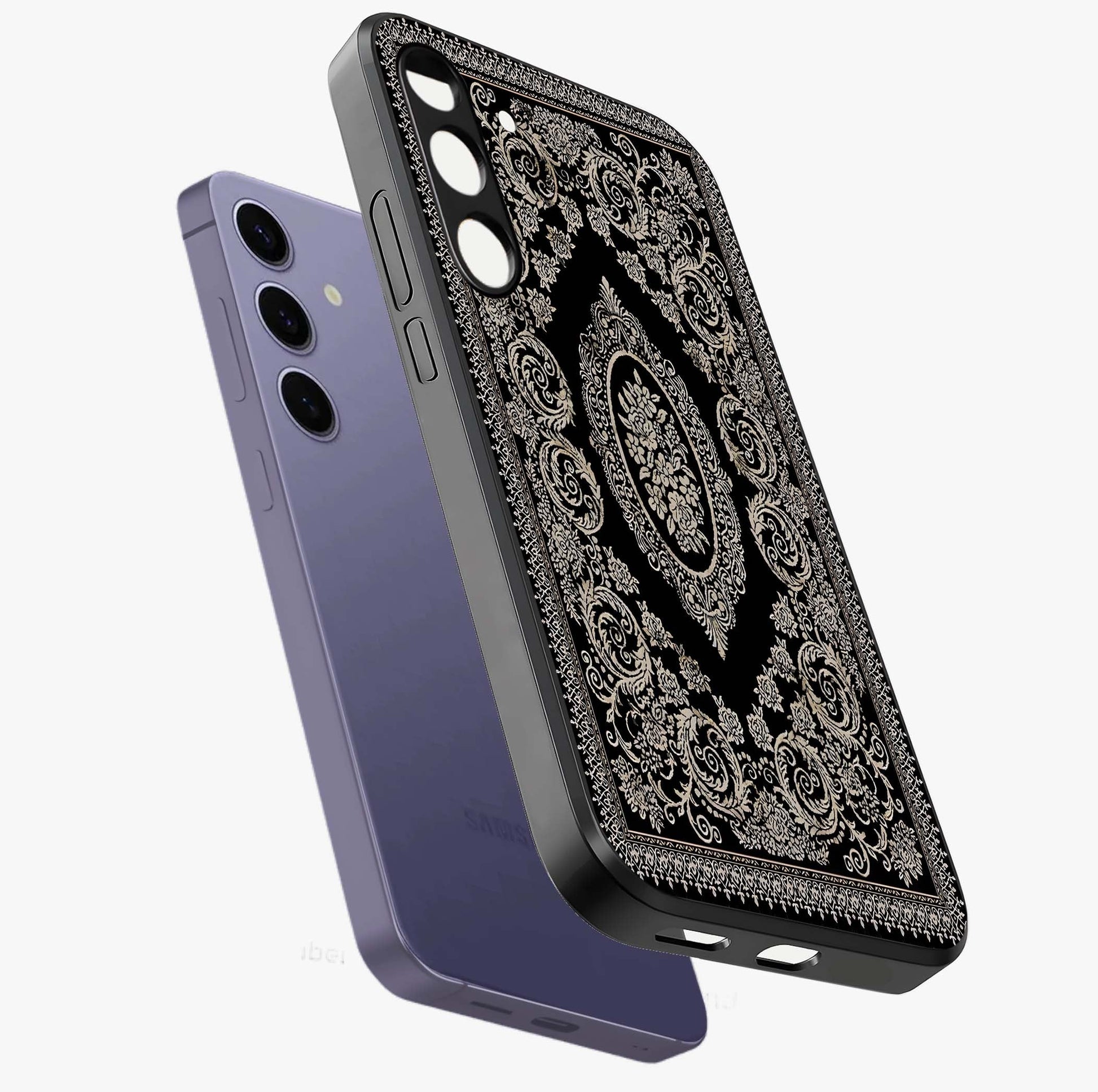Noir Bloom Elegance Glass Case displayed in angled mockup highlighting refined flower design with stylish noir aesthetic.