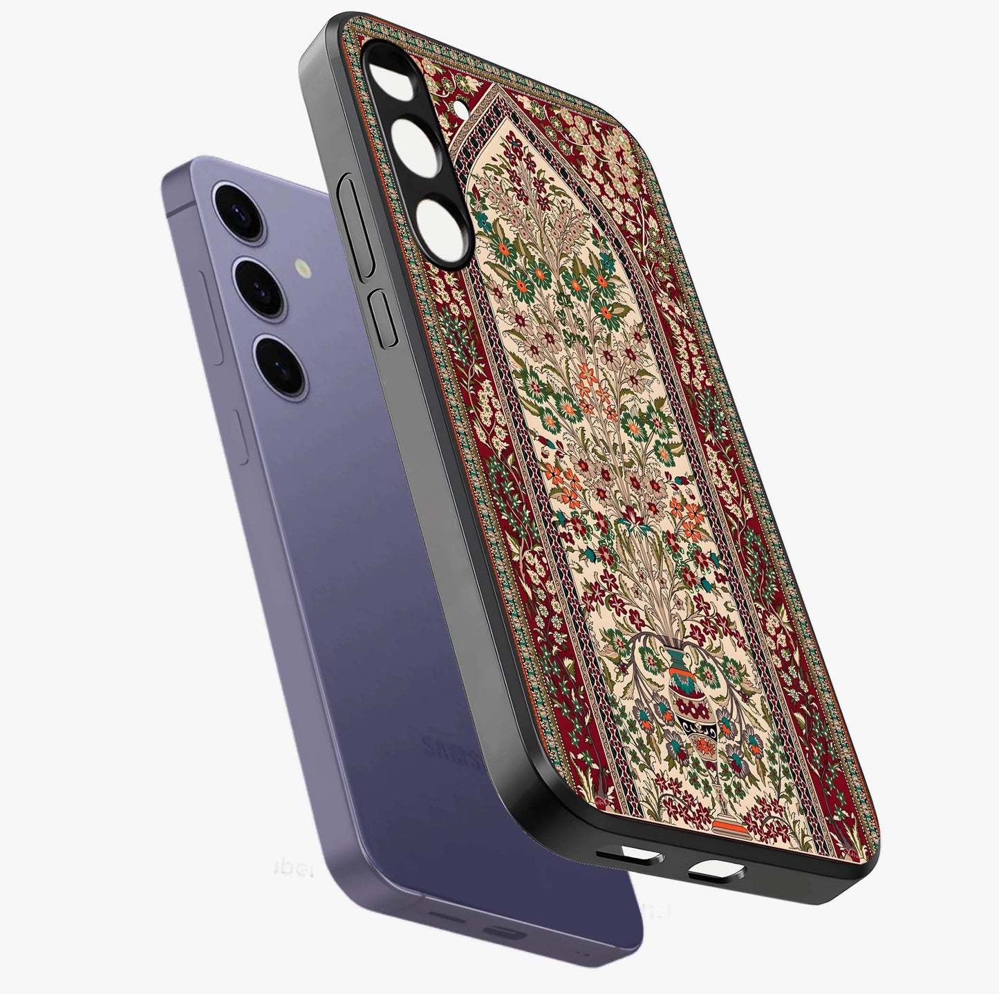 Persian Inspired Glass Case displayed in angled mockup highlighting intricate traditional design with elegant cultural aesthetic.