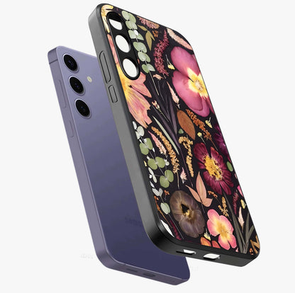 Petal Dream Tapestry Glass Case displayed in angled mockup highlighting decorative petal pattern with elegant botanical aesthetic.