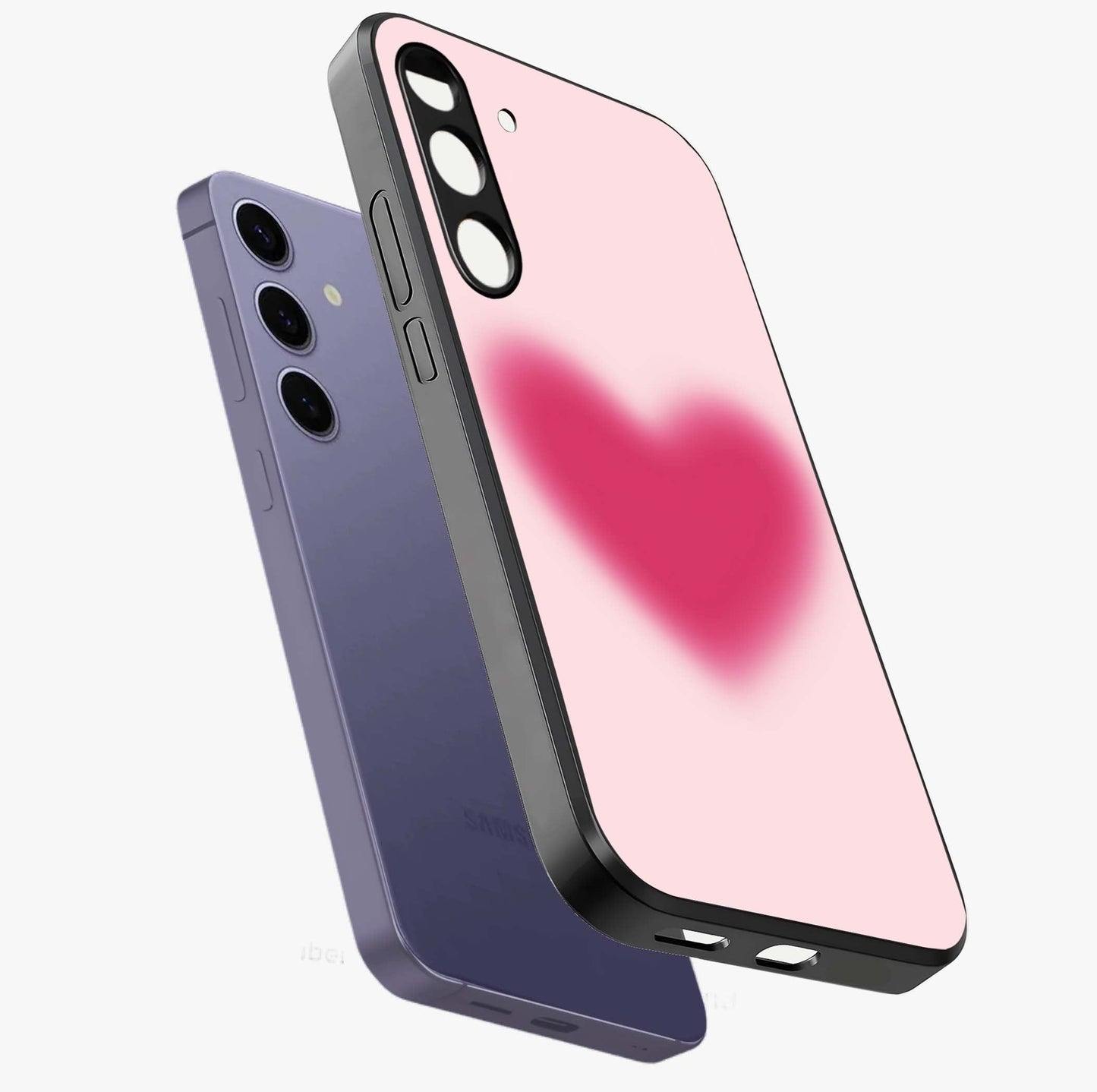 Pink Aura Heart Glass Case displayed in angled mockup highlighting vibrant pink heart design with dreamy aura aesthetic.