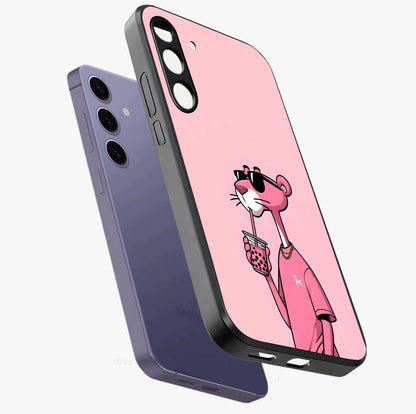 Pink Panther Glass Case displayed in angled mockup highlighting playful cartoon character design with vibrant pink aesthetic.