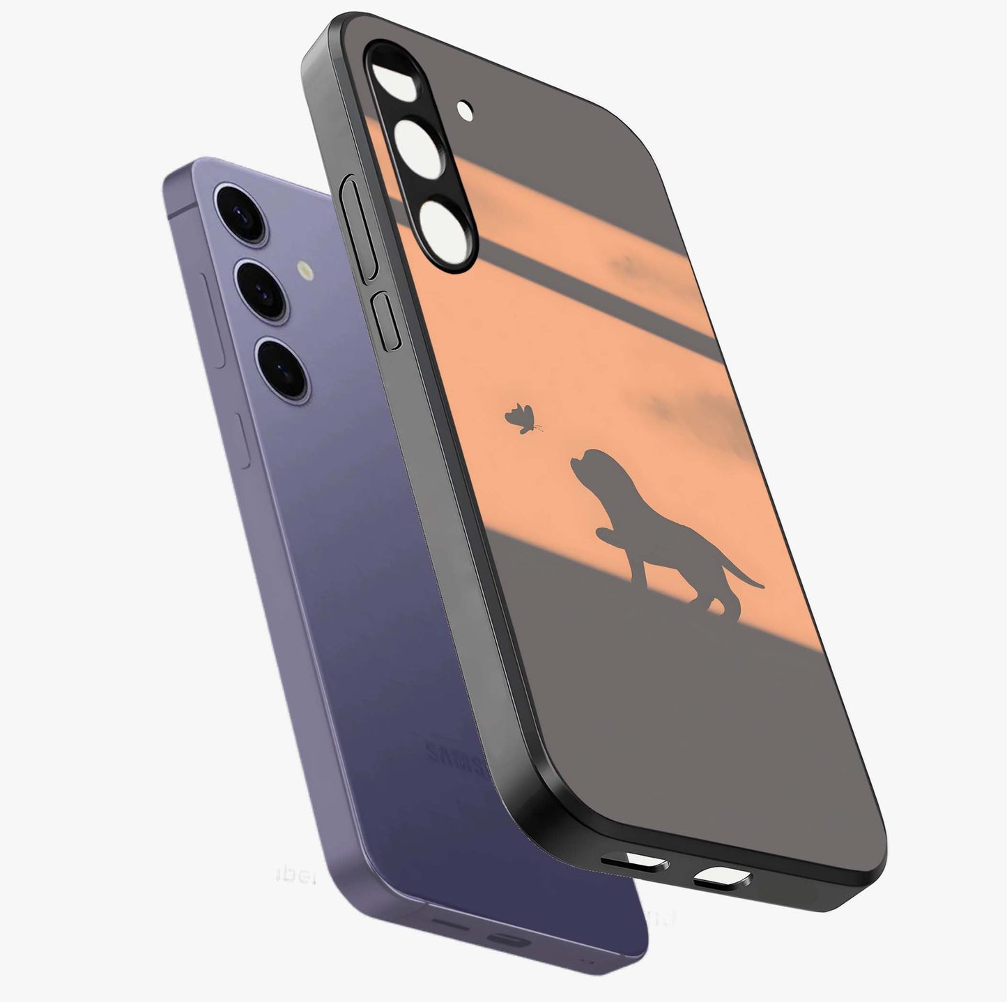 Puppy Shadow Art Glass Case displayed in angled mockup highlighting playful dog illustration with artistic shadow aesthetic.