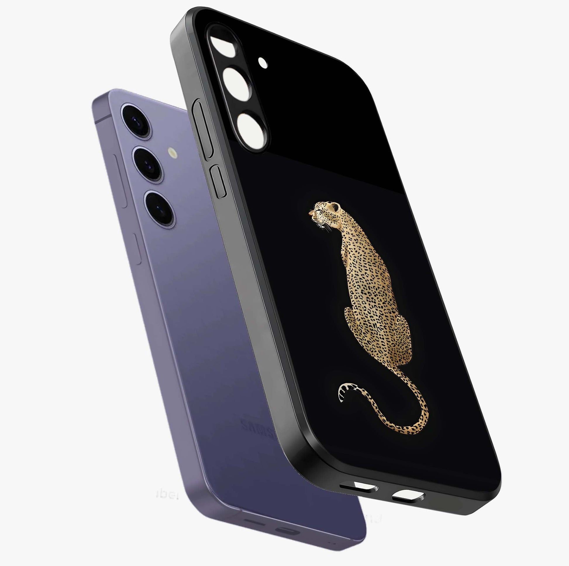 Regal Leopard Glass Case displayed in angled mockup highlighting powerful animal illustration with stylish wild aesthetic.