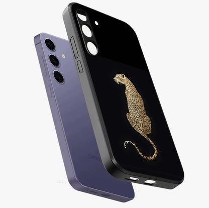 Regal Leopard Glass Case displayed in angled mockup highlighting powerful animal illustration with stylish wild aesthetic.