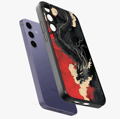 Shadow Dragon Fury Glass Case displayed in angled mockup highlighting powerful dragon illustration with dark fantasy aesthetic.