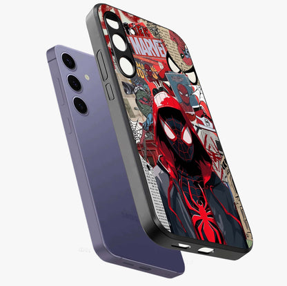 Spider Collage Street Glass Case displayed in angled mockup highlighting dynamic street style collage design with comic aesthetic.