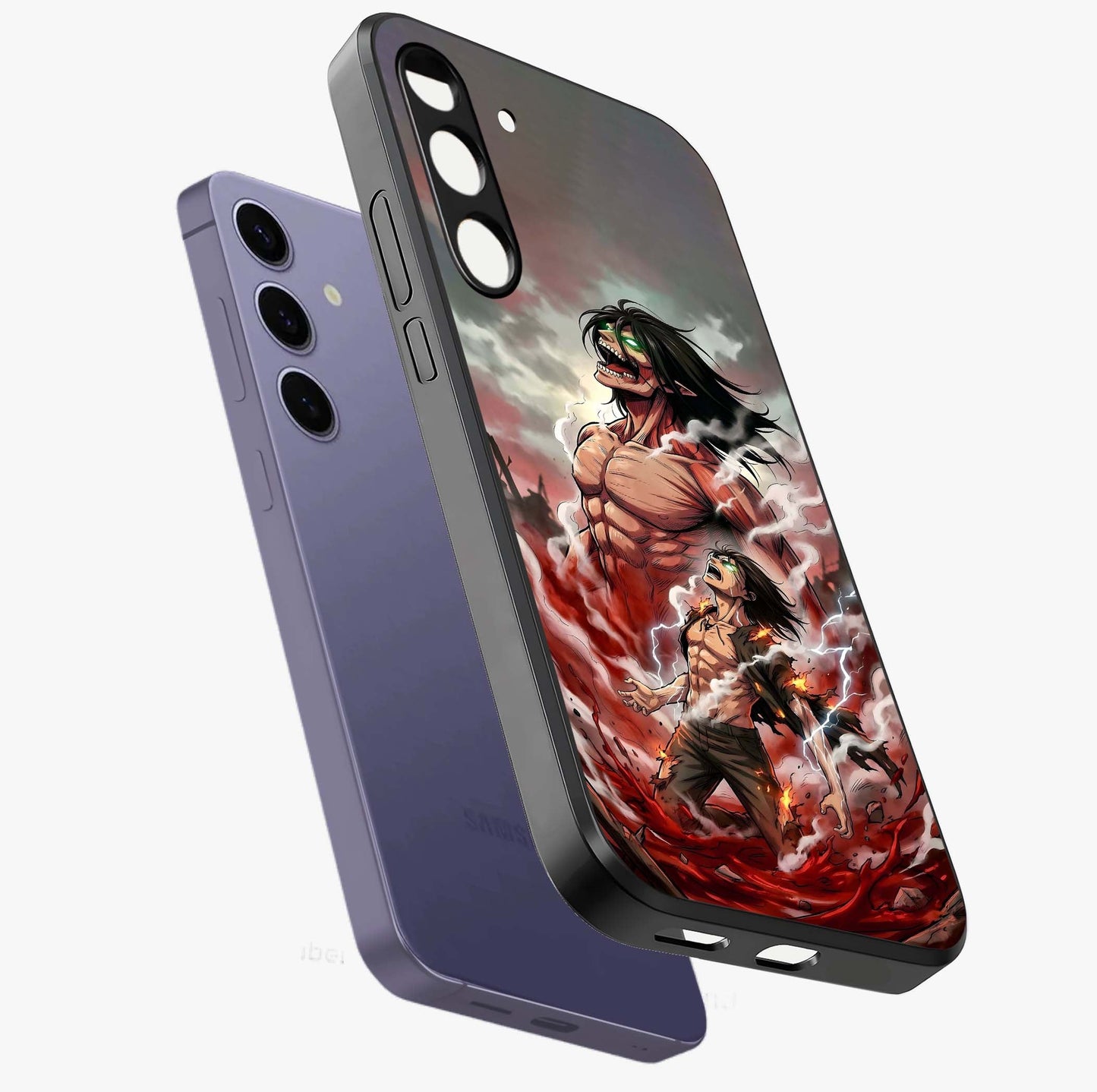 Titan Awakening Fury Glass Case displayed in angled mockup highlighting dramatic giant warrior design with bold anime aesthetic.