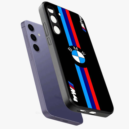 Turbo BMW Beast Glass Case displayed in angled mockup highlighting sleek racing car design with bold automotive aesthetic.
