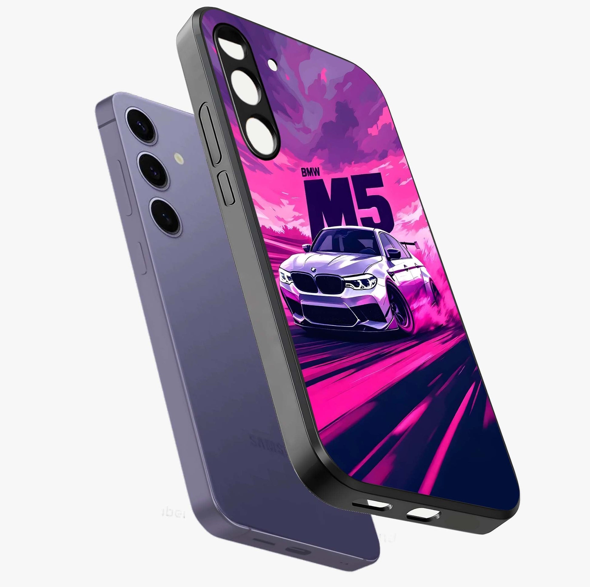 Velocity Drift Pulse Glass Case displayed in angled mockup highlighting dynamic drift design with sporty automotive aesthetic.