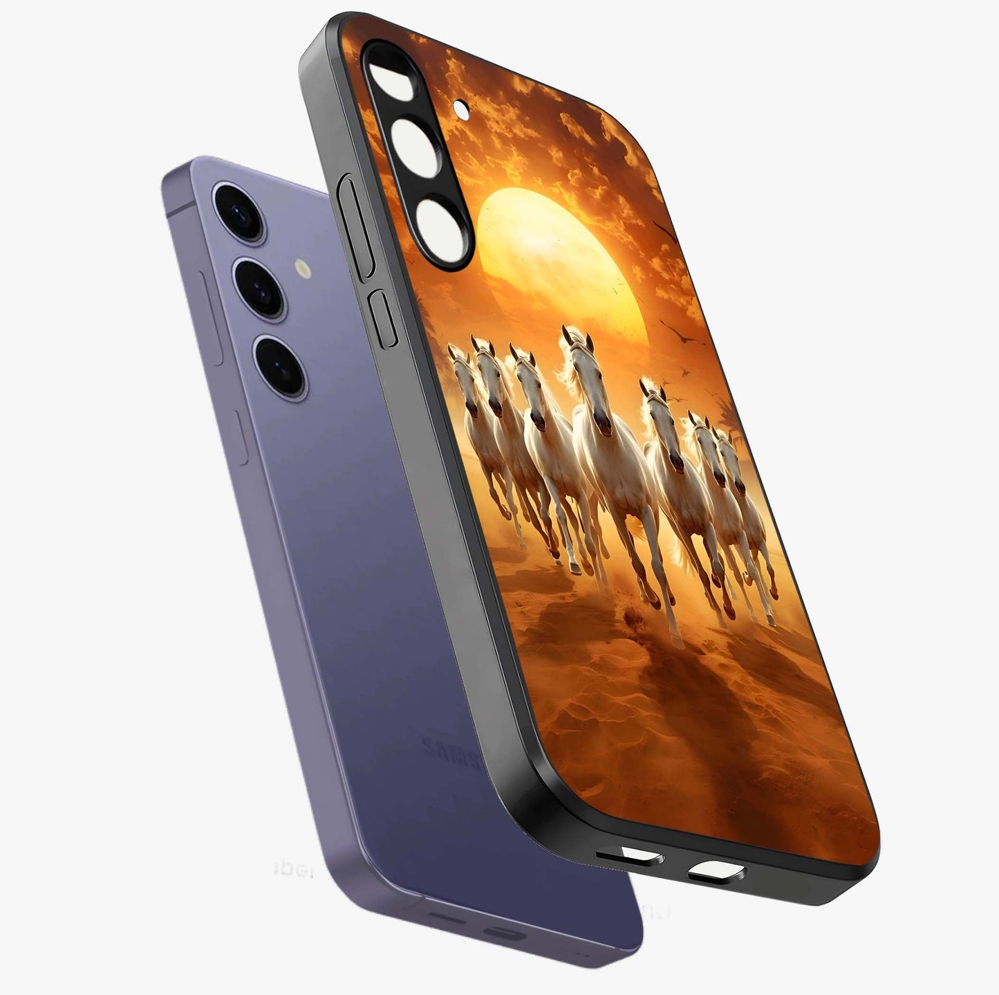 Wild Sunset Majesty Glass Case displayed in angled mockup highlighting vibrant sunset sky design with scenic aesthetic.